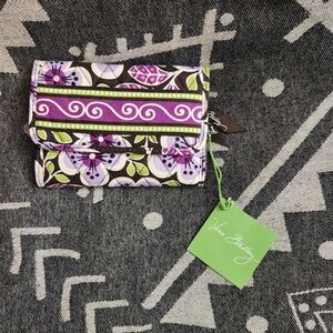 NWT Vera Bradley Plum Petals Euro Wallet Trifold Pocket Wallet Retired Pattern